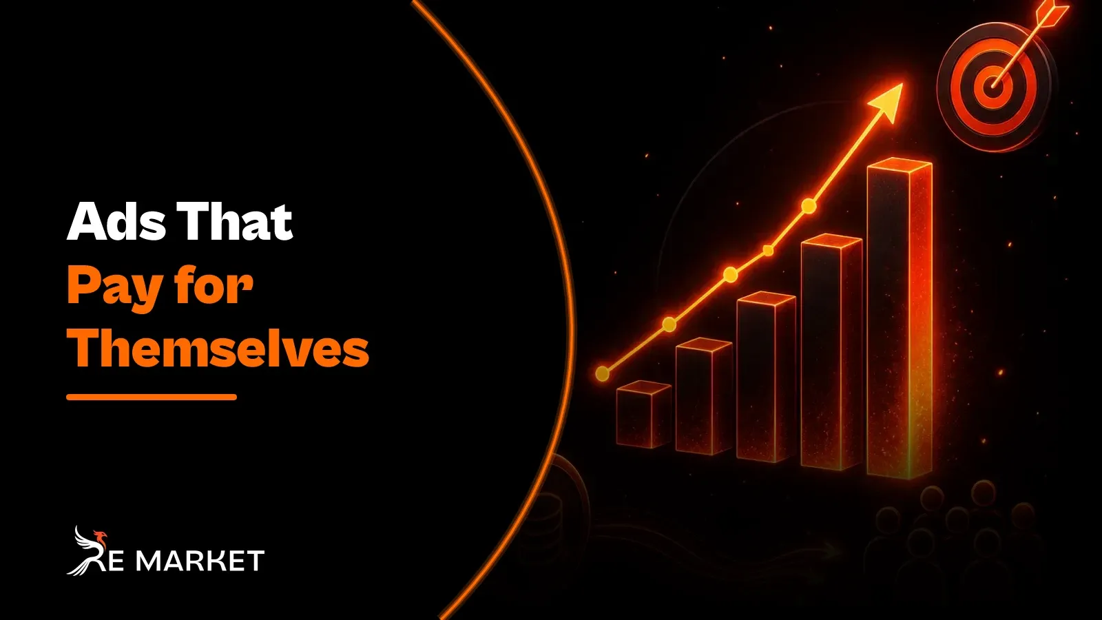 A glowing ember upward growth chart with a target